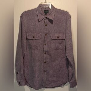 J Crew- 2 Pocket Herringbone Work Shirt Linen Blend Light Purple Fall ‘25 Size M